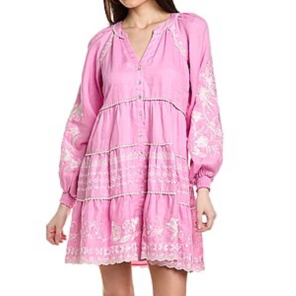Hale Bob Linen Mini Dress - Beautiful Pink - Picture 1 of 9
